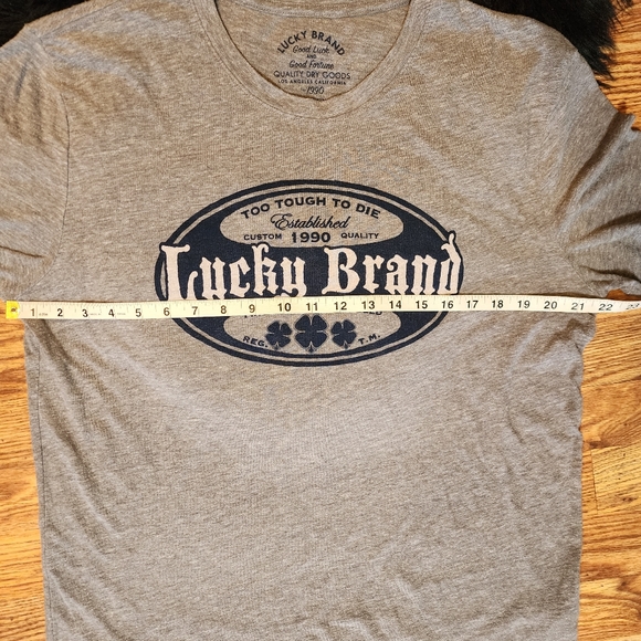 Lucky Brand Heathered Gray Crew Neck T-shirt Men's Size L "Too Tough to Die" - Picture 6 of 10